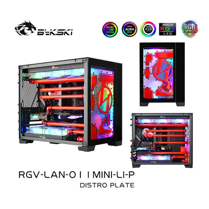 Bykski RGV-LAN-O11MINI-LI-P Distro Plate For Lian Li PC-O11 mini Case,  Waterway Board For Single GPU Building Water cooling