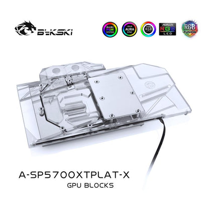 Bykski A-SP5700XTPLAT-X bloc de refroidissement par eau GPU pour saphir Radeon RX 5700 XT Nitro + Dissipation thermique des composants informatiques
