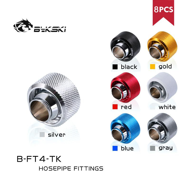 Raccord de tuyau souple adaptateur de refroidissement par eau Bykski adapté aux accessoires 1/2 "ID x 6/8" OD (13x19mm), 8 pièces/lot, B-FT4-TK