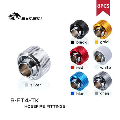 Raccord de tuyau souple adaptateur de refroidissement par eau Bykski adapté aux accessoires 1/2 "ID x 6/8" OD (13x19mm), 8 pièces/lot, B-FT4-TK