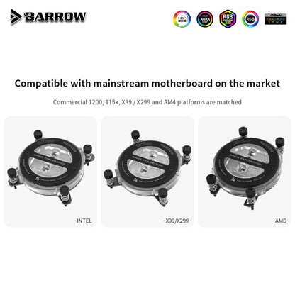FormulaMod Barrow CPU Water Cooling Block For Intel X99 AMD , Acrylic/POM Liquid Cooling System Micro | Water Cooling Block
