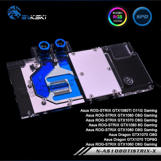 Bykski N-AS1080TI STRIX-X, bloc de refroidissement par eau de carte graphique à couverture complète pour Asus ROG STRIX GTX1080Ti/1080/1070/1060, Dragon GTX1070