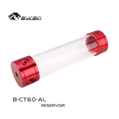Bykski B-CT60-AL, 60mm Cylinder Reservoirs, Aluminum Alloy Cover Acrylic Body, 60mm Diameter 100/150/200/260mm Length