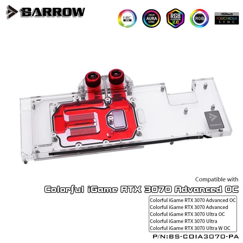 Barrow 3070 GPU Water Block for Colorful RTX 3070 Advanced OC, Full Cover 5v ARGB GPU Cooler, BS-COIA3070-PA