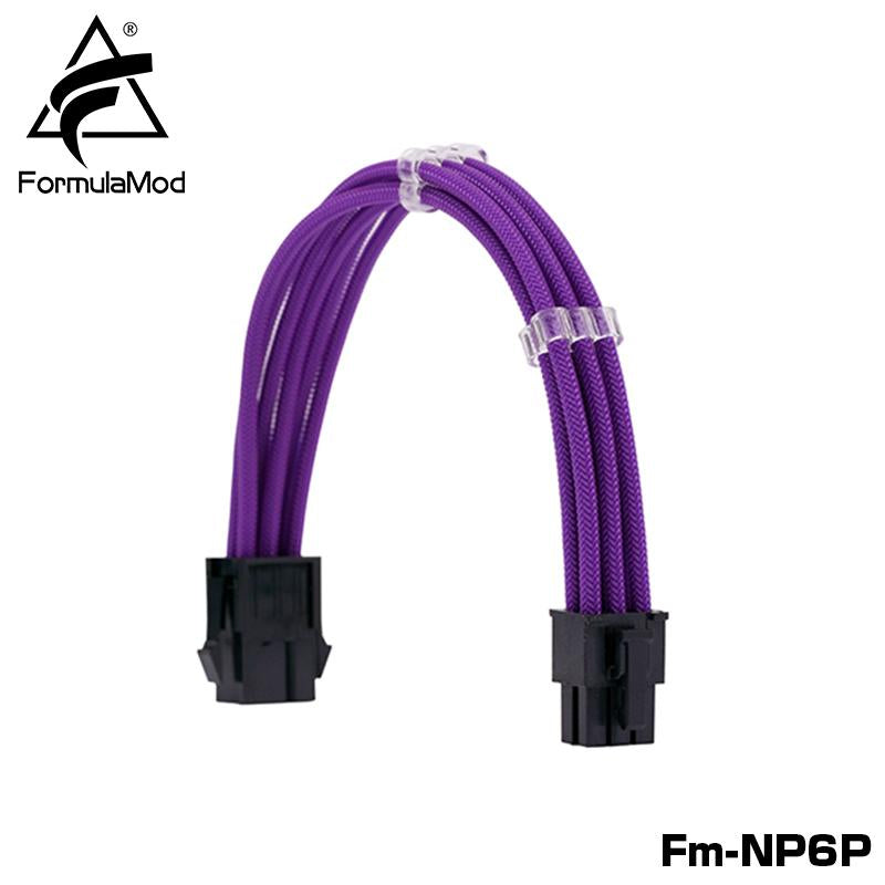 Câble d'extension d'alimentation FormulaMod Fm-NP6P PCI-E 6Pin pour carte mère/GPU 6 broches 18AWG câbles d'extension de couleur unie avec peigne de câble 