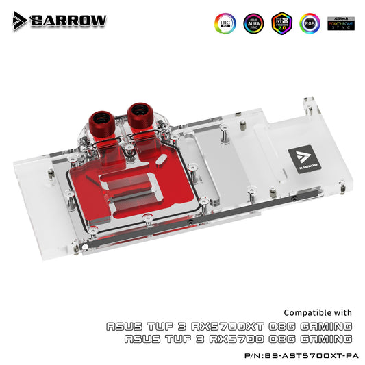 Barrow BS-AST5700XT-PA Full Coverage Water Cooling Block for ASUS TUF 5700XT Graphics Card | Water Cooling Block
