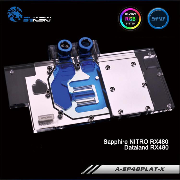Bykski A-SP48PLAT-X, Full Cover Graphics Card Water Cooling Block RGB/RBW for Sapphire NITRO RX480 / | Water Cooling Block