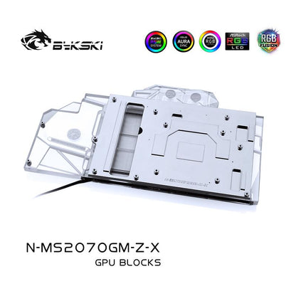 Bykski Full Cover Graphics Card Water Cooling Block, For MSI RTX 2070/2070Super Gaming/Armor/Ventus, N-MS2070GM-Z-X