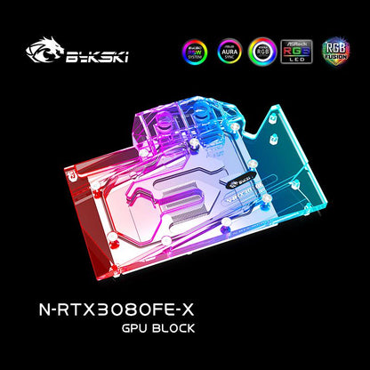 Bykski 3080 GPU Water Cooling Block For NVIDIA RTX3080 3080Ti Founders Edition, Graphics Card Liquid Cooler System, N-RTX3080FE-X