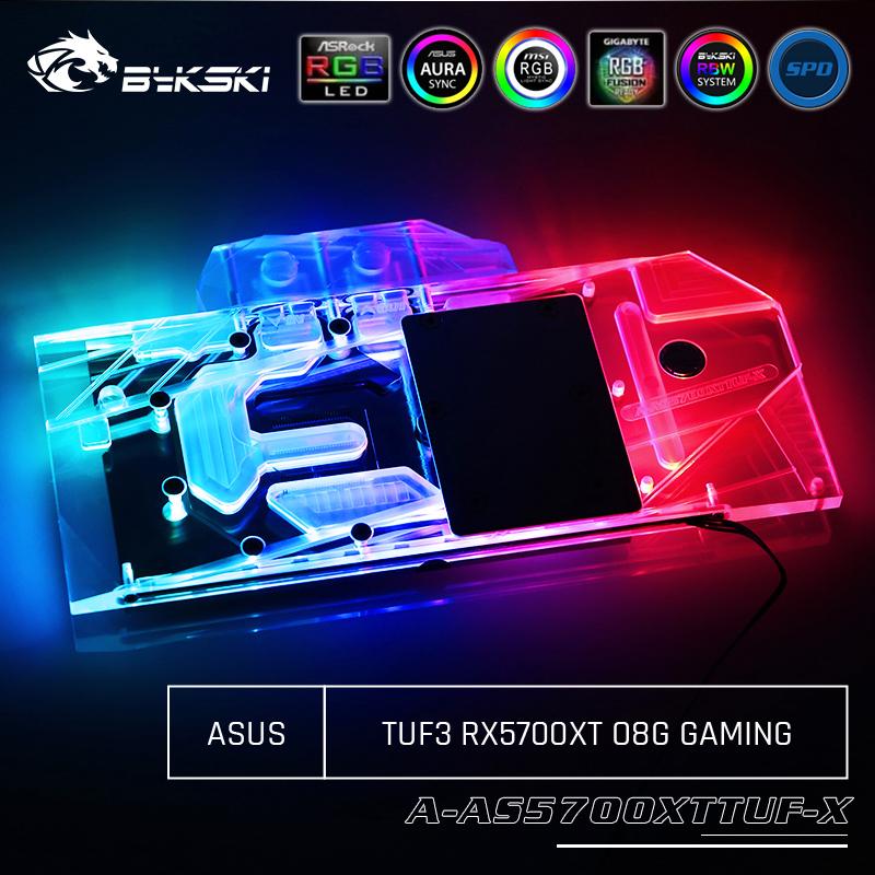 Bykski A-AS5700XTTUF-X Full Cover Graphics Card Water Cooling Block For Asus TUF3 RX5700XT O8G GAMING