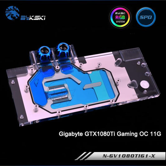 Bykski N-GV1080TIG1-X, Full Cover Graphics Card Water Cooling Block RGB/RBW for Gigabyte GTX1080Ti | Water Cooling Block