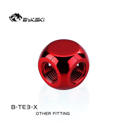 Bykski B-TE3-X, 3-Way Cubic Spilter Fittings , Multi-colored , G1/4 3 Channel Fittings