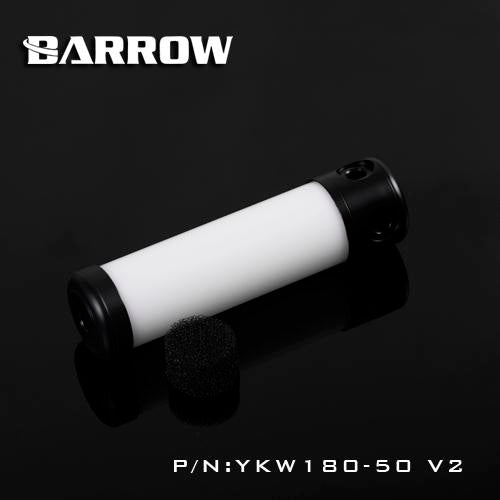 Barrow YKW-50V2, 50mm Diameter Acrylic Cylindrical Water Tank , White Wall , 130/180/230mm Length , Water Cooling Reservoirs