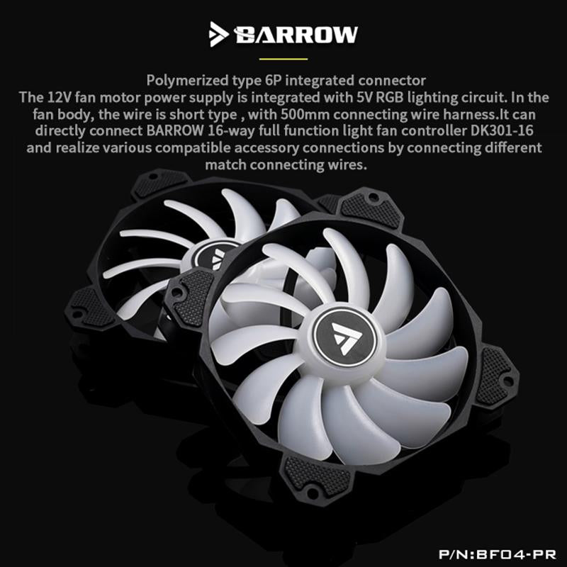 Barrow BF03-PR/BF04-PR LRC2.0(5v 3pin) PWM Fans Water Cooling Radiator Fans, Hydraulic Bearings , Adjustable Ring Lighting