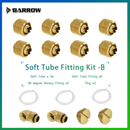 Barrow Soft Tube Fittings Kit Set,90 Degree, Plug ,Compress fitting ,10X13MM,10X16MM Pipe For | Water Cooling Fitting