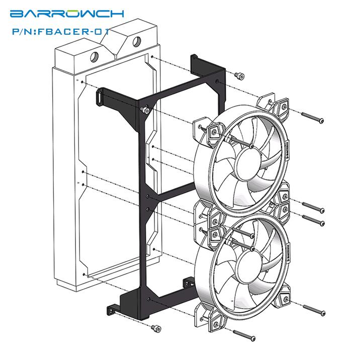Barrow ch FBACER-01, 240 Radiator Installation Module, For Mobula Modular Panel Case | Custom Loop Radiator