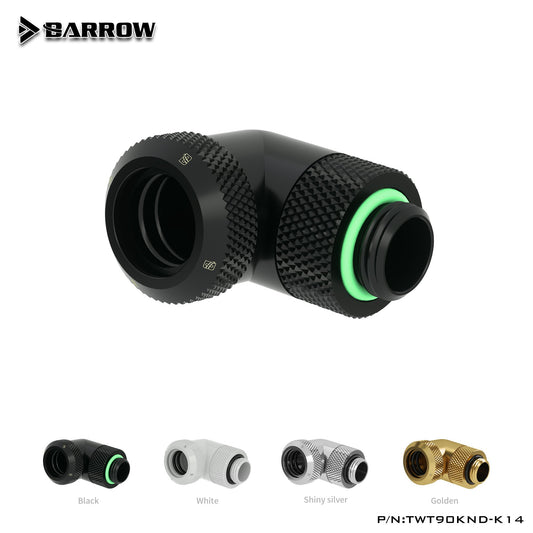 Barrow TWT90KND-K12/TWT90KND-K14, 90 Degree Rotary Hard Tube Fittings, G1/4 Adapters For OD12mm/14mm Hard Tubes