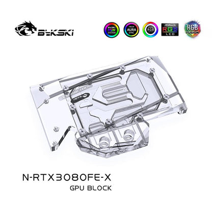 Bykski 3080 GPU Water Cooling Block For NVIDIA RTX3080 3080Ti Founders Edition, Graphics Card Liquid Cooler System, N-RTX3080FE-X