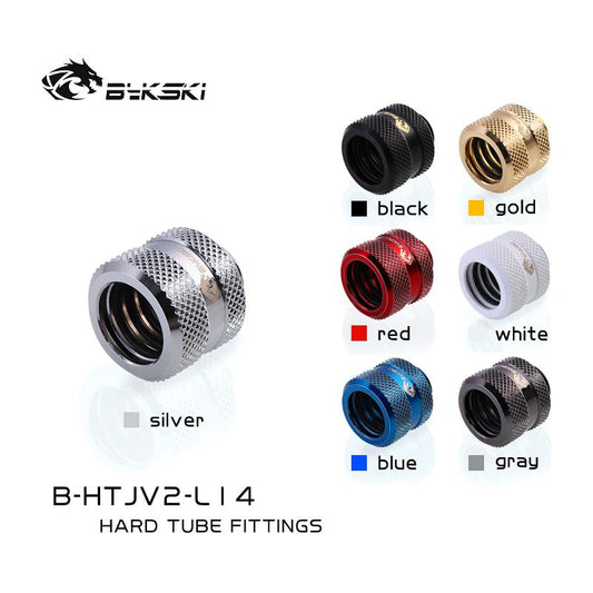 Bykski B-HTJV2-L14, OD14mm Extended Type Hard Tube Fittings, G1/4 Adapters For OD14mm Hard Tubes | Water Cooling Fitting