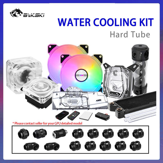 Bykski B-HTRBW-ED, Computer Water Cooling Kit , Hard Tube Kit + Pump Radiator Reservoir For Intel/AMD, Customized PC cooler Kit.