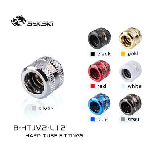 Bykski B-HTJV2-L12, OD12mm Extended Type Hard Tube Fittings, G1/4 Adapters For OD12mm Hard Tubes | Water Cooling Fitting