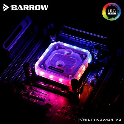 Barrow LTYK3X-04-V2, For Intel Lga2011 X99/X299 CPU Water Blocks, LRC RGB v2 Acrylic Microwaterway Water Cooling Block