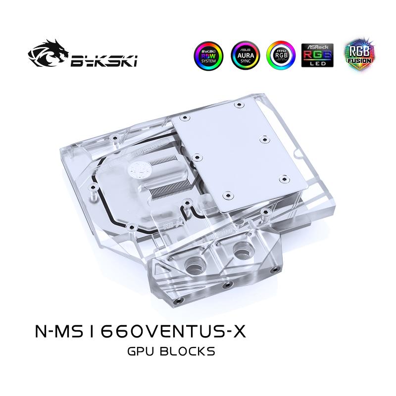 Bykski N-MS1660VENTUS-X, Full Cover Graphics Card Water Cooling Block, For MSI GTX1660 Ventus XS C6G | Water Cooling Block