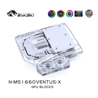 Bykski N-MS1660VENTUS-X, Full Cover Graphics Card Water Cooling Block, For MSI GTX1660 Ventus XS C6G | Water Cooling Block