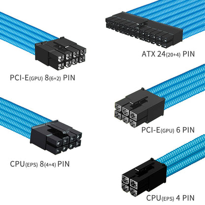 FormulaMod NCK2 Series PSU Extension Cable Kit , Mix Color Cable Mix Combo 300mm ATX24Pin PCI-E8Pin CPU8Pin With Combs