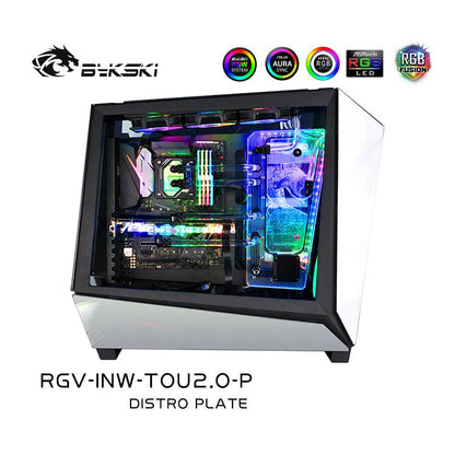 Bykski RGV-INW-TOU2.0-P Waterway Board For INWIN TOU 2.0 Computer Case,Acrylic Transparent Reservoir Water Cooling System