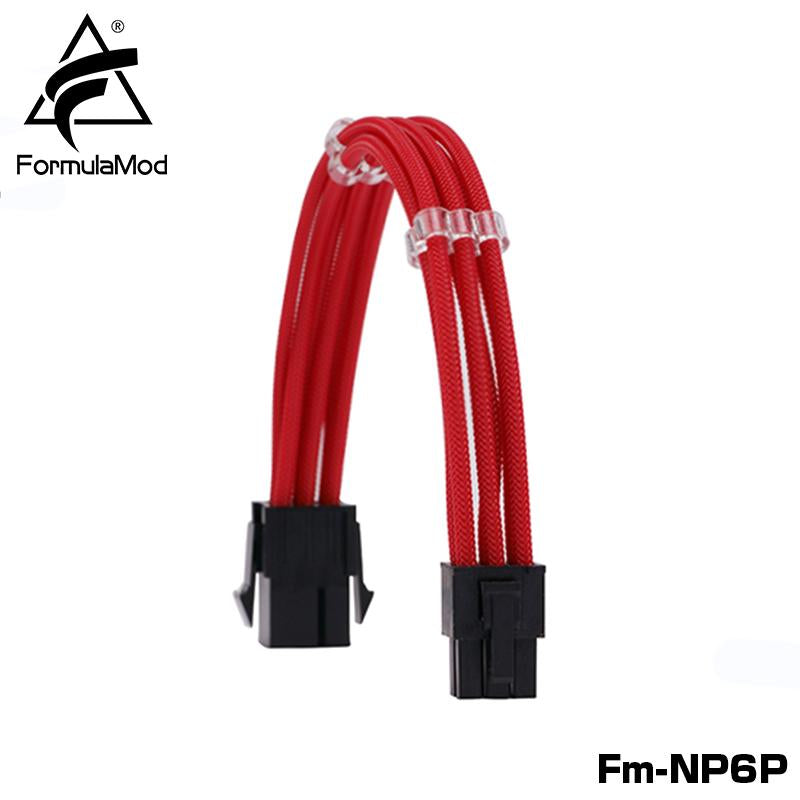 FormulaMod Fm-NP6P PCI-E 6Pin Power Extension Cable For Motherboard/GPU 6 Pin 18AWG Solid Color Extension Cables With Cable Comb