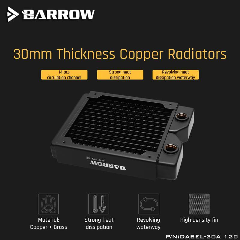 Barrow Dabel-30a 120 Copper Radiator 30mm Thickness 14pcs Circulation Channel Suitable For 120mm Fans | Custom Loop Radiator