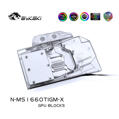 Bykski N-MS1660TIGM-X, Full Cover Graphics Card Water Cooling Block,For MSI GTX1660Ti Gaming X 6G