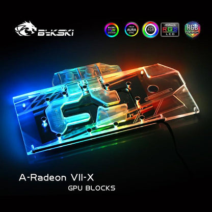 Bykski A-Radeon VII-X, bloc de refroidissement par eau de carte graphique à couverture complète pour l'édition Founder AMD Radeon VII