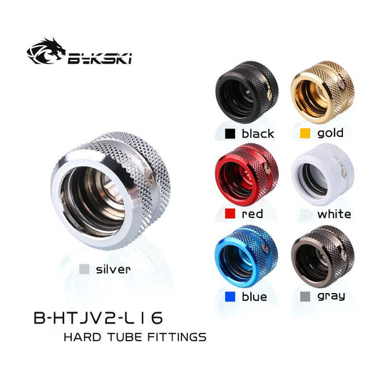 Bykski B-HTJV2-L16, OD16mm Extended Type Hard Tube Fittings, G1/4 Adapters For OD16mm Hard Tubes | Water Cooling Fitting