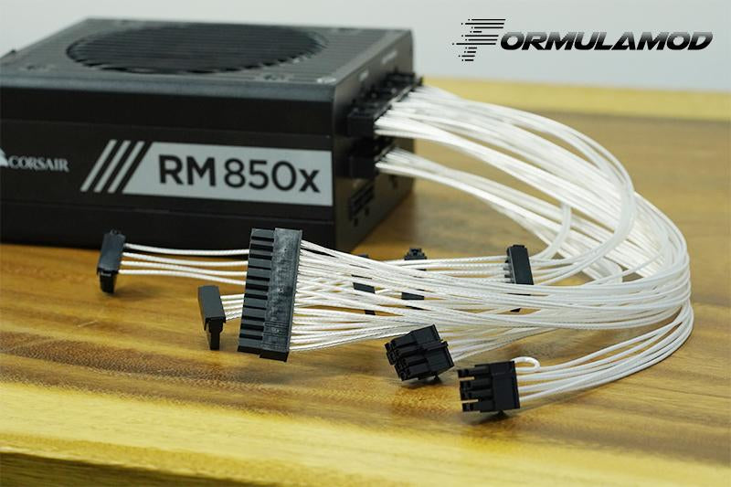 FormulaMod Fm-HDC-SL, câbles PSU entièrement modulaires, 18AWG plaqué argent, pour bloc d'alimentation modulaire Corsair RM/SF/HX Series