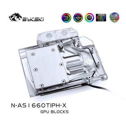 Bykski N-AS1660TIPH-X, Full Cover Graphics Card Water Cooling Block,For Asus GTX1660Ti Tuf/Phoinx, RTX2060 Tuf Gaming