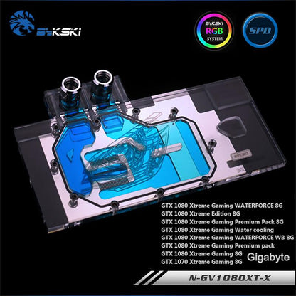 Bykski N-GV1080XT-X, Full Cover Graphics Card Water Cooling Block RGB/RBW for Gigabyte GTX1080/1070 XTREME
