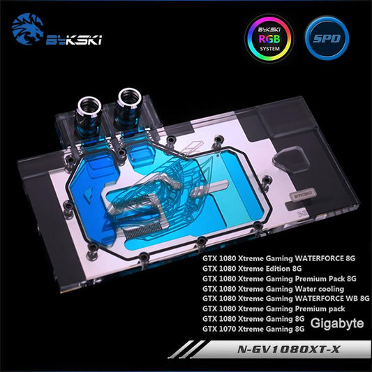 Bykski N-GV1080XT-X, bloc de refroidissement par eau pour carte graphique à couverture complète RGB/RBW pour Gigabyte GTX1080/1070 XTREME