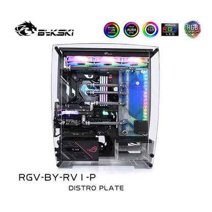 Bykski Distro Plate For BYKSKI B-RV1-X Case, Waterway Boards For Intel CPU Water Block & Single GPU Building, RGV-BY-RV1-P