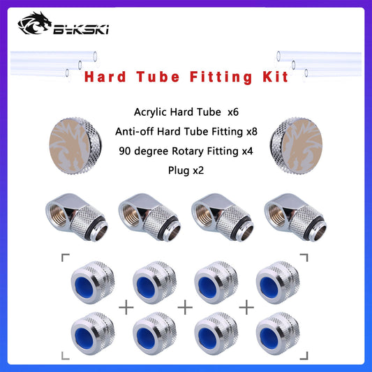 Bykski Hard Tube Pipe Fitting Kit Set, Acrylic tube OD 12/14/16MM 90 degree Anti off Tube fitting For PC Water Cooling, BY-HTK