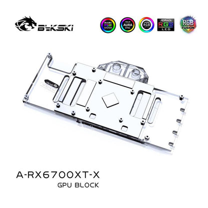 Bykski RX 6700 GPU Water Block for AMD RX 6700XT Sapphire XFX ASRock  A-RX6700XT-X , Full Cover Graphic card Water cooler