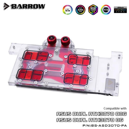 Barrow 3070 GPU Water Cooling Block For ASUS RTX3070 Graphics Card , Full Cover A-RGB Cooler, BS-ASS3070-PA BS-ADS3070-PA