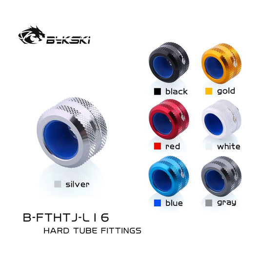 Bykski B-FTHTJ-L16, Anti-off Type Hard Tube Fittings, For OD16mm Hard Tubes, Diamond Pattern, Enhanced Silicone
