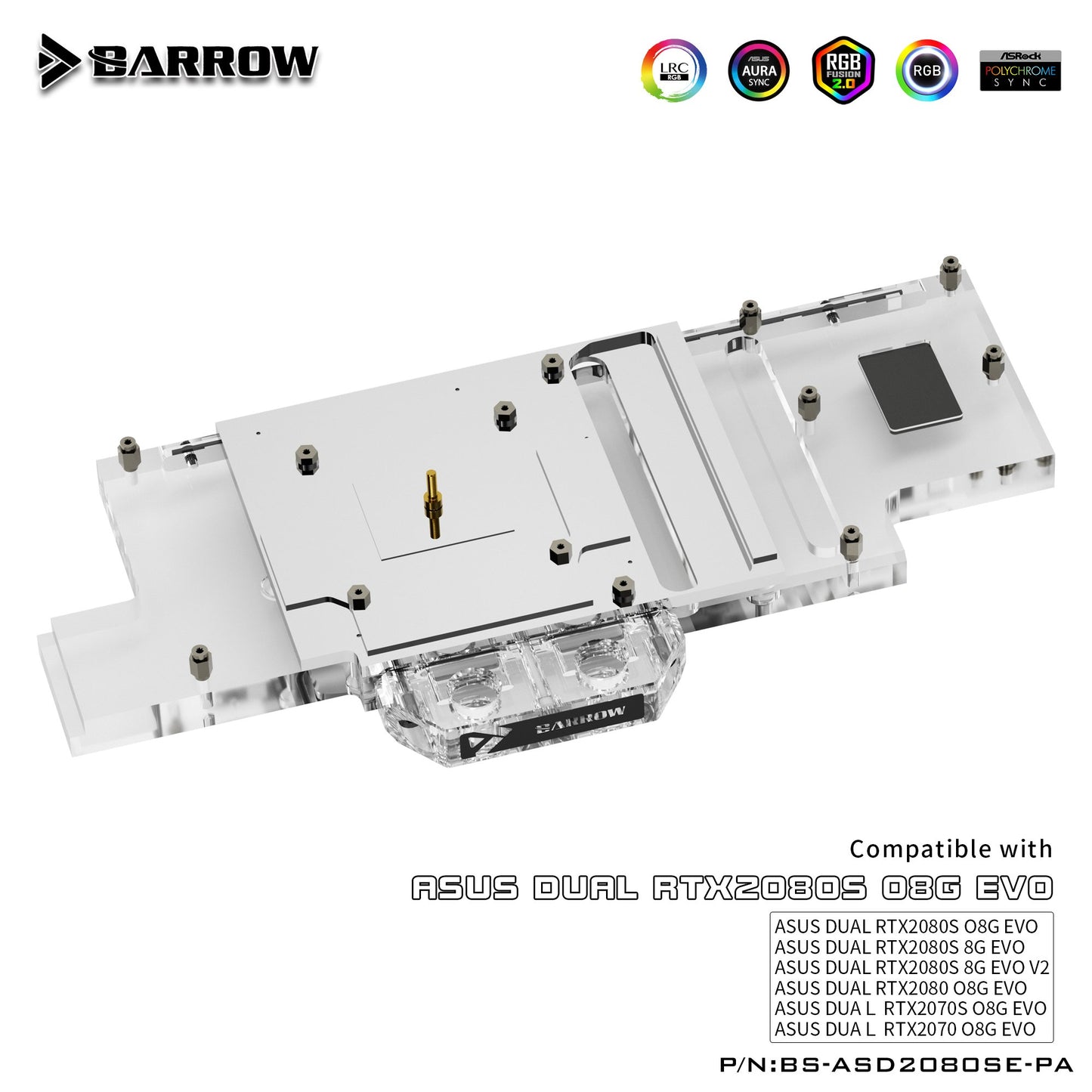 Barrow BS-ASD2080SE-PA Full Coverage Water Cooling Block for ASUS DUAL 2080S Graphics Card | Water Cooling Block
