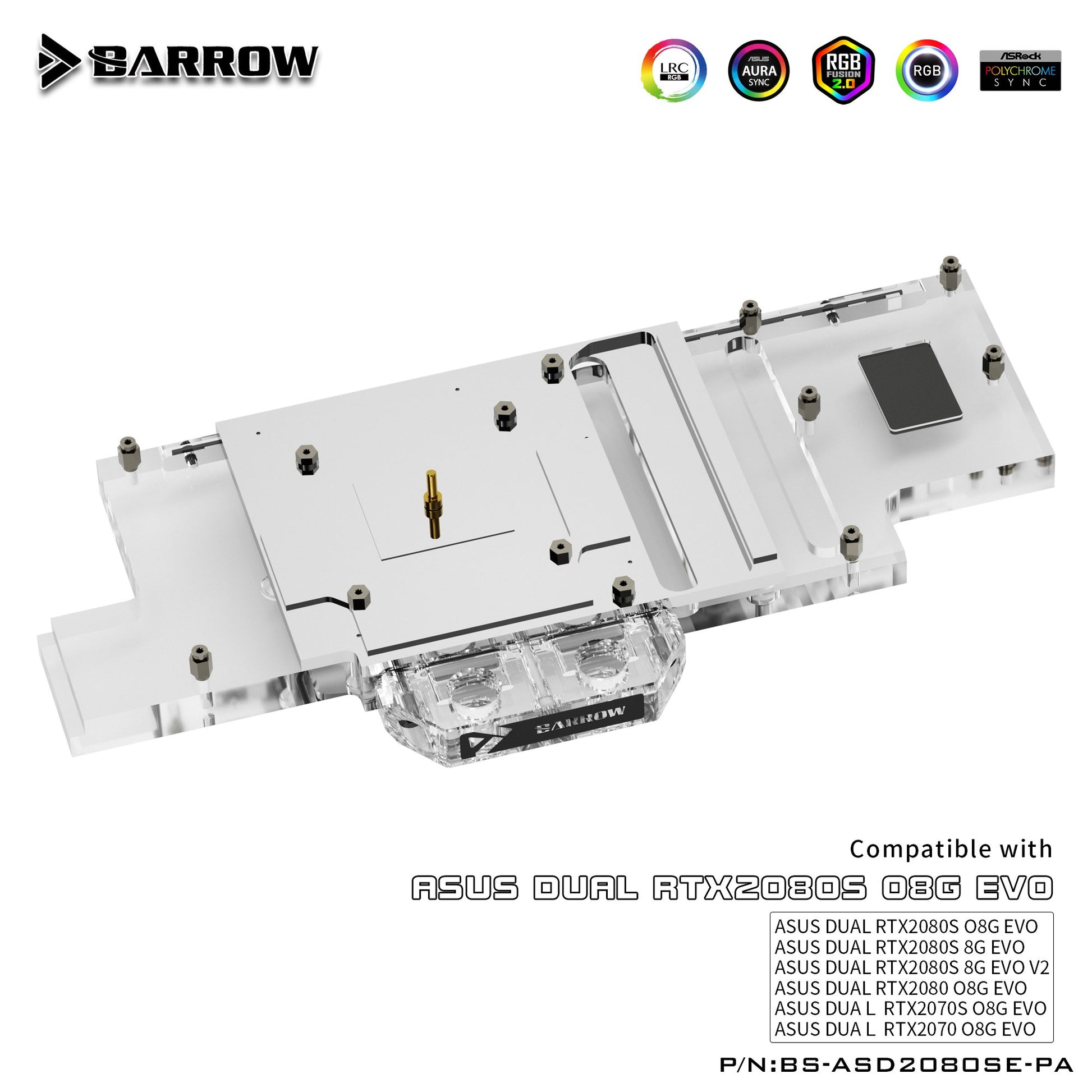 Barrow BS-ASD2080SE-PA Full Coverage Water Cooling Block for ASUS DUAL 2080S Graphics Card | Water Cooling Block