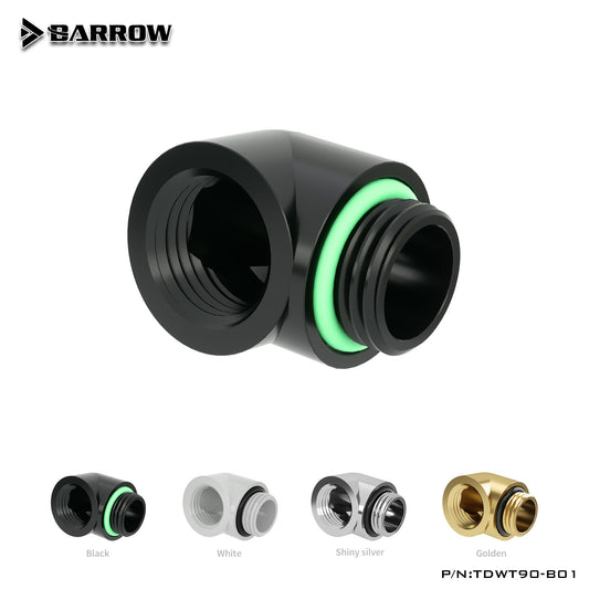 Barrow Brass Black White Silver G1/4'' thread 90 degree Fitting Adapter water cooling Adaptors water cooling fitting，TDWT90-B01