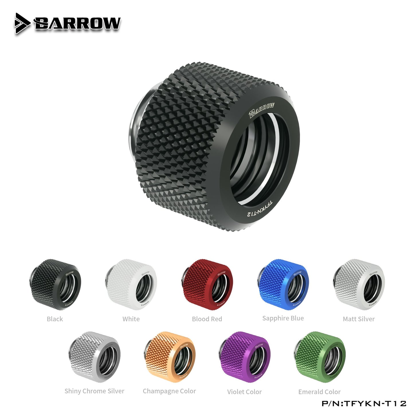 Barrow TFYKN-T12, raccords pour tubes durs au choix OD12mm, adaptateurs G1/4 pour tubes durs OD12mm