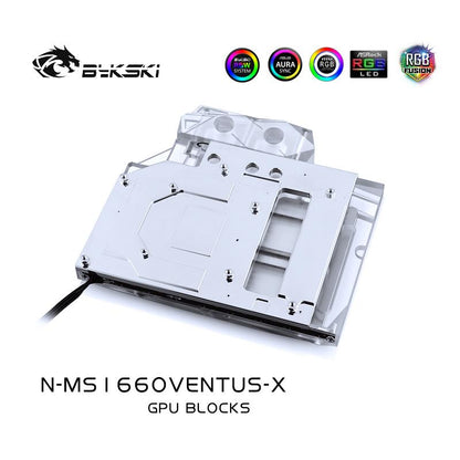 Bykski N-MS1660VENTUS-X, Full Cover Graphics Card Water Cooling Block, For MSI GTX1660 Ventus XS C6G | Water Cooling Block