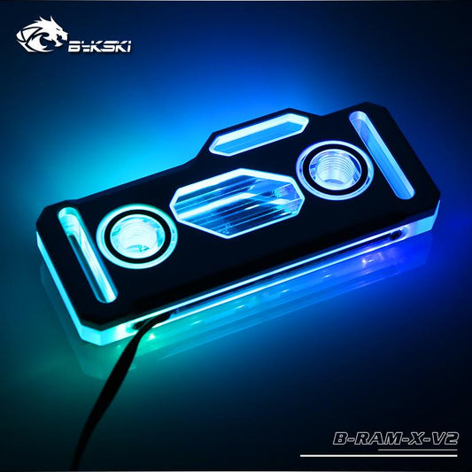 Bykski B-RAM-X-V2, RBW Ram Water Blocks, Acrylic + Black/Silver Aluminum Alloy Cover, Support Dual Ram | Water Cooling Block
